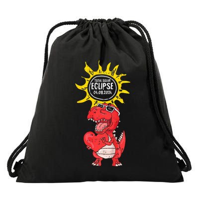 Dinosaur Heart Total Solar Eclipse April 8 2024 Totality Drawstring Bag