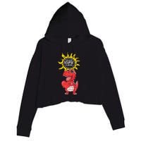 Dinosaur Heart Total Solar Eclipse April 8 2024 Totality Crop Fleece Hoodie