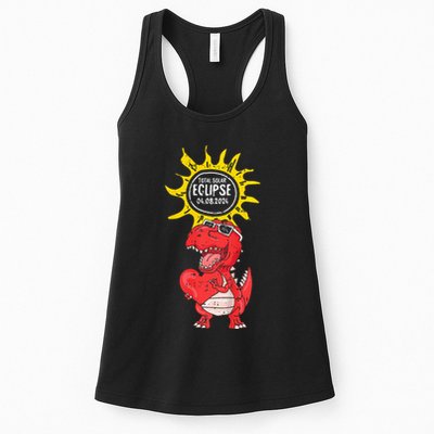 Dinosaur Heart Total Solar Eclipse April 8 2024 Totality Womens Tank Top
