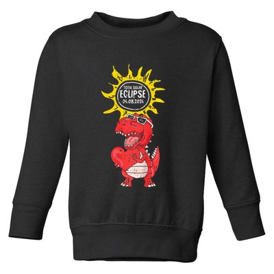 Dinosaur Heart Total Solar Eclipse April 8 2024 Totality Toddler Sweatshirt
