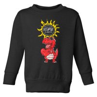 Dinosaur Heart Total Solar Eclipse April 8 2024 Totality Toddler Sweatshirt