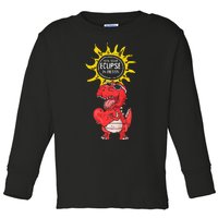 Dinosaur Heart Total Solar Eclipse April 8 2024 Totality Toddler Long Sleeve Shirt