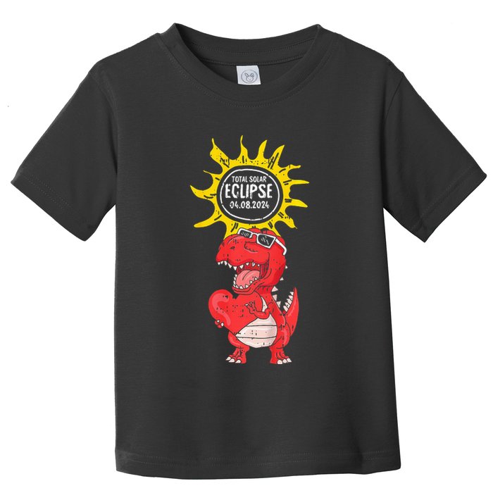 Dinosaur Heart Total Solar Eclipse April 8 2024 Totality Toddler T-Shirt
