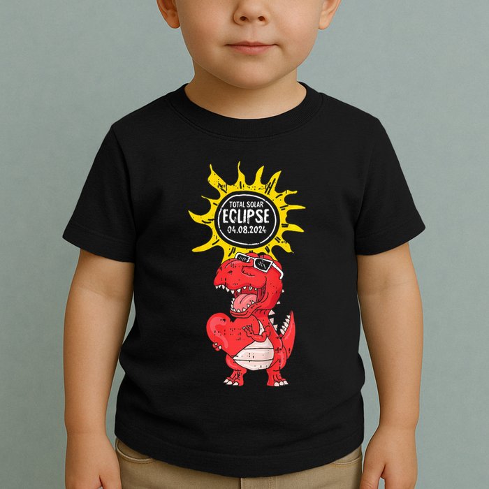 Dinosaur Heart Total Solar Eclipse April 8 2024 Totality Toddler T-Shirt