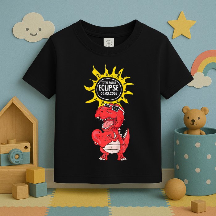 Dinosaur Heart Total Solar Eclipse April 8 2024 Totality Toddler T-Shirt