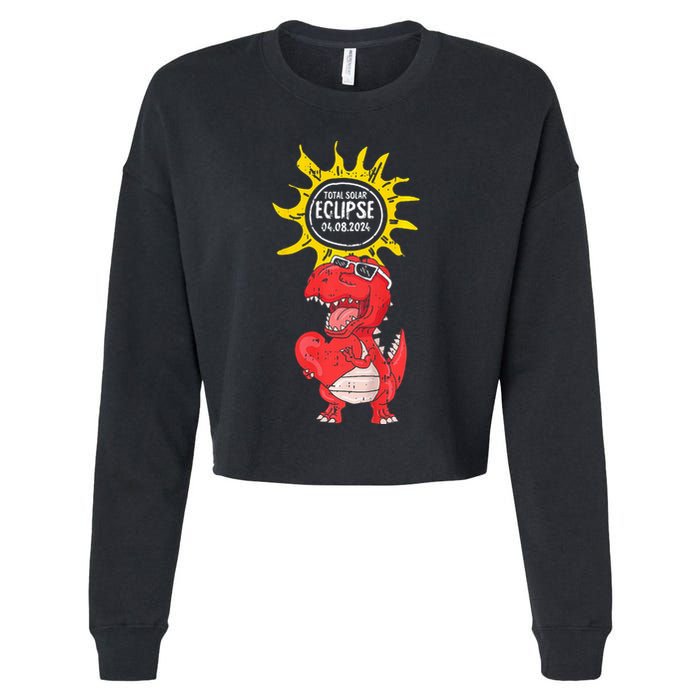 Dinosaur Heart Total Solar Eclipse April 8 2024 Totality Cropped Pullover Crew