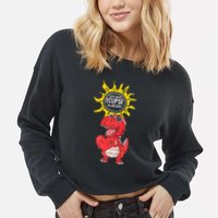 Dinosaur Heart Total Solar Eclipse April 8 2024 Totality Cropped Pullover Crew