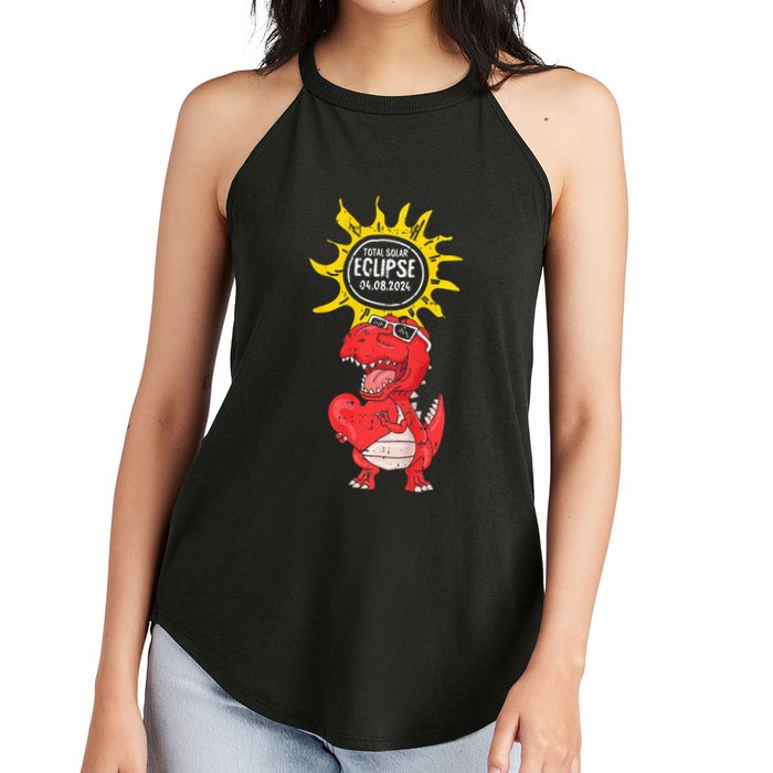 Dinosaur Heart Total Solar Eclipse April 8 2024 Totality Women's Perfect Tri Rocker Tank