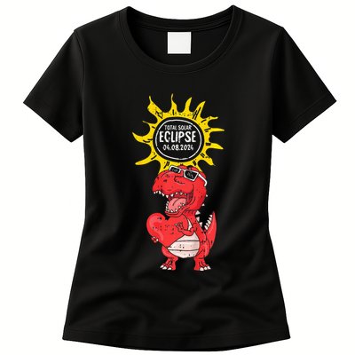 Dinosaur Heart Total Solar Eclipse April 8 2024 Totality Womens T-Shirt