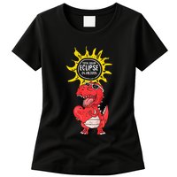Dinosaur Heart Total Solar Eclipse April 8 2024 Totality Womens T-Shirt