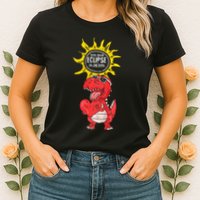 Dinosaur Heart Total Solar Eclipse April 8 2024 Totality Womens T-Shirt