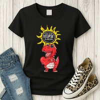 Dinosaur Heart Total Solar Eclipse April 8 2024 Totality Womens T-Shirt