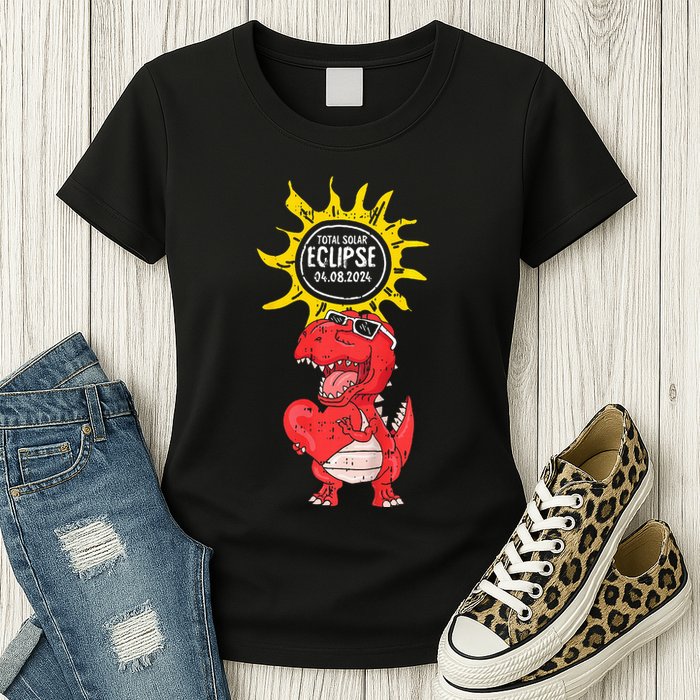 Dinosaur Heart Total Solar Eclipse April 8 2024 Totality Womens T-Shirt