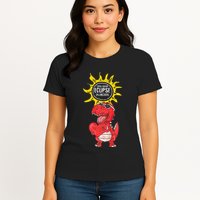 Dinosaur Heart Total Solar Eclipse April 8 2024 Totality Womens T-Shirt