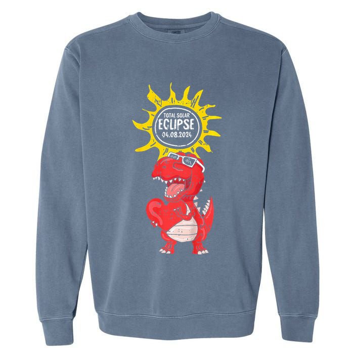 Dinosaur Heart Total Solar Eclipse April 8 2024 Totality Garment-Dyed Sweatshirt
