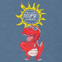 Dinosaur Heart Total Solar Eclipse April 8 2024 Totality Garment-Dyed Sweatshirt