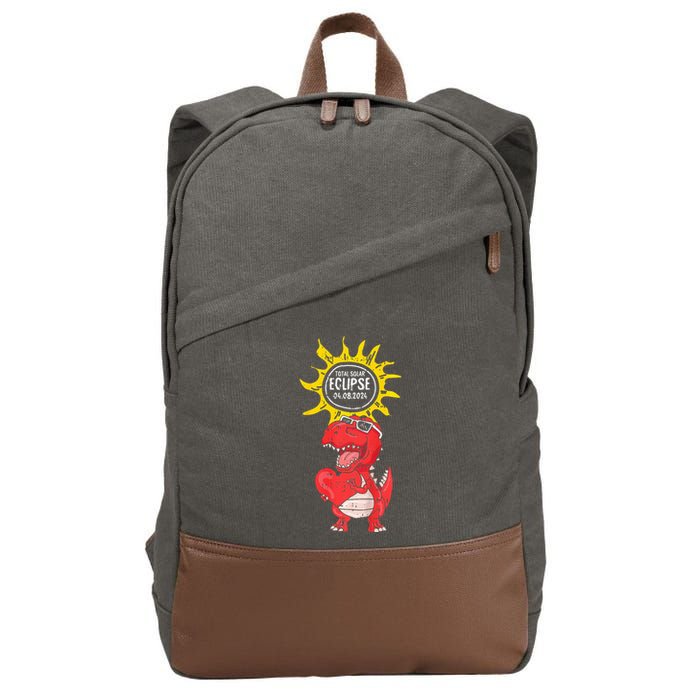 Dinosaur Heart Total Solar Eclipse April 8 2024 Totality Cotton Canvas Backpack