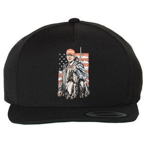 Duck Hunting Trump Camo Hello Hunting Season Us Flag Wool Snapback Cap