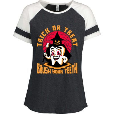 Dentist Halloween Trick Or Treat Brush Your Teeth Dental Gift Enza Ladies Jersey Colorblock Tee