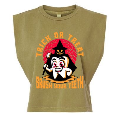 Dentist Halloween Trick Or Treat Brush Your Teeth Dental Gift Garment-Dyed Women's Muscle Tee