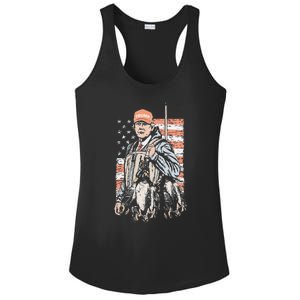 Duck Hunting Trump Camo Hello Hunting Season Us Flag Gift Ladies PosiCharge Competitor Racerback Tank