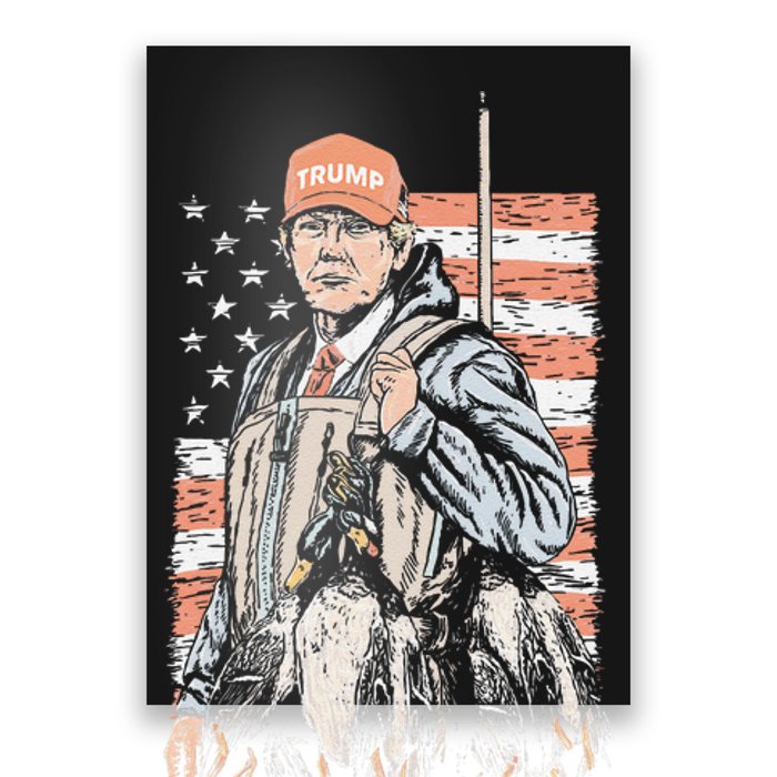 Duck Hunting Trump Camo Hello Hunting Season Us Flag Gift Poster