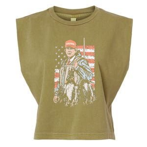 Duck Hunting Trump Camo Hello Hunting Season Us Flag Gift Garment-Dyed Women's Muscle Tee