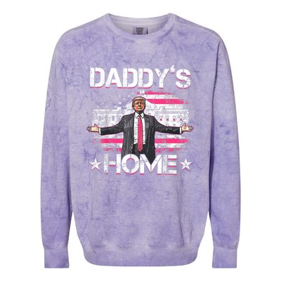 Daddys Home Trump 2024 Funny Trump Take America Back Colorblast Crewneck Sweatshirt