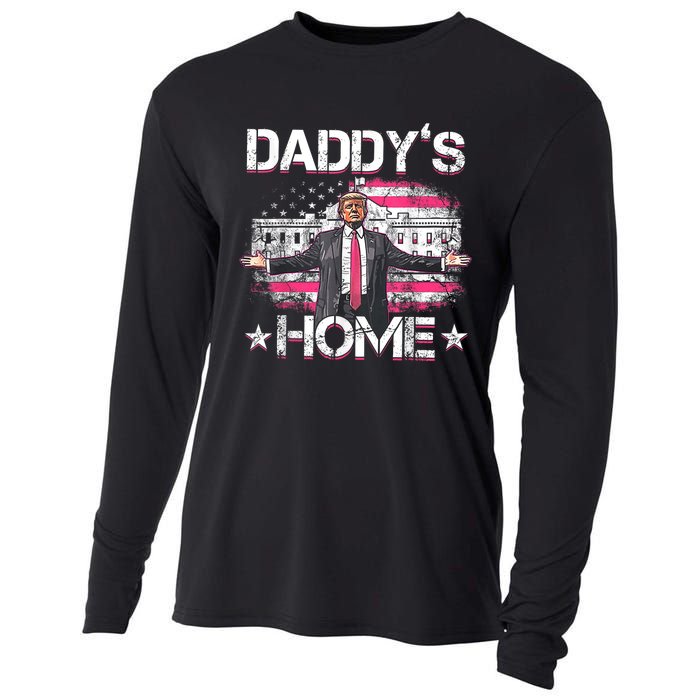 Daddys Home Trump 2024 Funny Trump Take America Back Cooling Performance Long Sleeve Crew