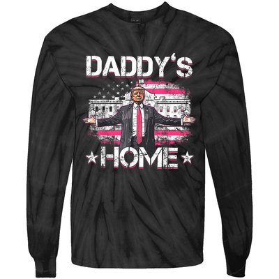 Daddys Home Trump 2024 Funny Trump Take America Back Tie-Dye Long Sleeve Shirt