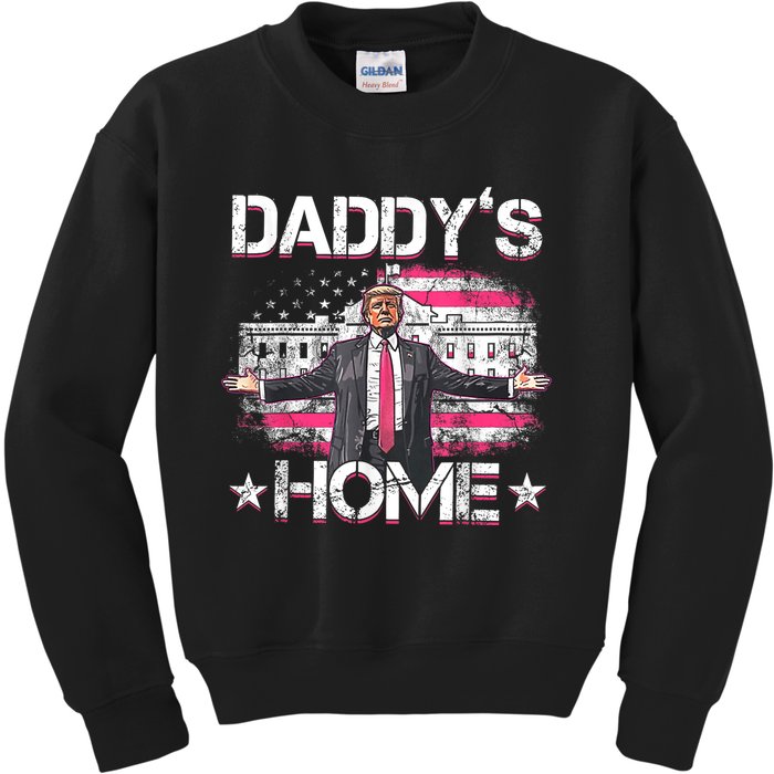 Daddys Home Trump 2024 Funny Trump Take America Back Kids Sweatshirt