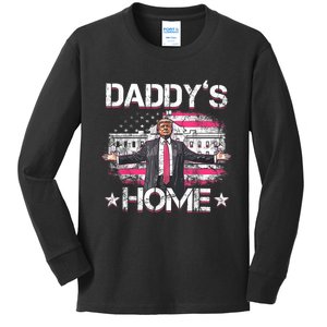 Daddys Home Trump 2024 Funny Trump Take America Back Kids Long Sleeve Shirt