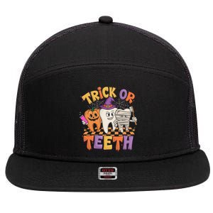 Dentist Halloween Trick Or Th Dental Assistant Halloween Gift 7 Panel Mesh Trucker Snapback Hat