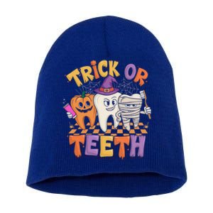 Dentist Halloween Trick Or Th Dental Assistant Halloween Gift Short Acrylic Beanie