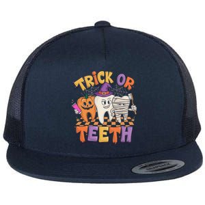 Dentist Halloween Trick Or Th Dental Assistant Halloween Gift Flat Bill Trucker Hat