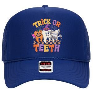 Dentist Halloween Trick Or Th Dental Assistant Halloween Gift High Crown Mesh Back Trucker Hat