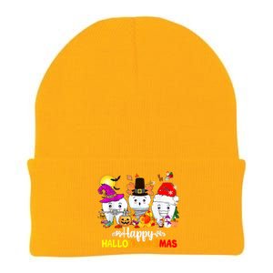 Dental Halloween Thanksgiving Christmas Happy Hallothanksmas Knit Cap Winter Beanie