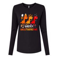 Dino Halloween Thanksgiving Christmas Happy Hallothanksmas Womens Cotton Relaxed Long Sleeve T-Shirt