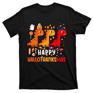 Dino Halloween Thanksgiving Christmas Happy Hallothanksmas T-Shirt