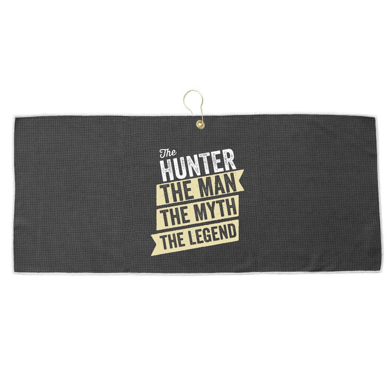 Deer Hunter The Man The Myth The Hunting Legend Hunter Gifts Large Microfiber Waffle Golf Towel