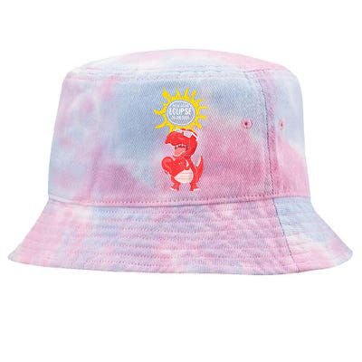 Dinosaur Heart Total Solar Eclipse April 8 2024 Totality Tie-Dyed Bucket Hat