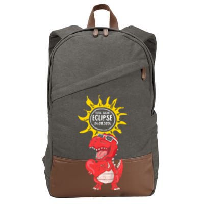 Dinosaur Heart Total Solar Eclipse April 8 2024 Totality Cotton Canvas Backpack