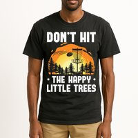 Don't Hit The Happy Little Tree Funny Disc Golf Golfer Retro Tall T-Shirt