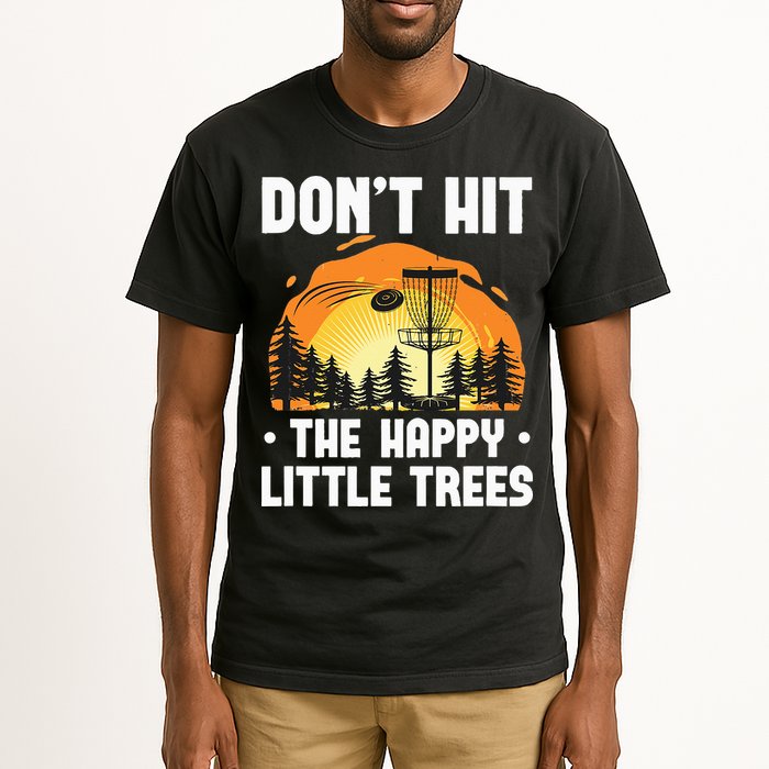 Don't Hit The Happy Little Tree Funny Disc Golf Golfer Retro Tall T-Shirt