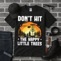Don't Hit The Happy Little Tree Funny Disc Golf Golfer Retro Tall T-Shirt