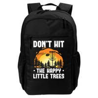 Don't Hit The Happy Little Tree Funny Disc Golf Golfer Retro Backpack