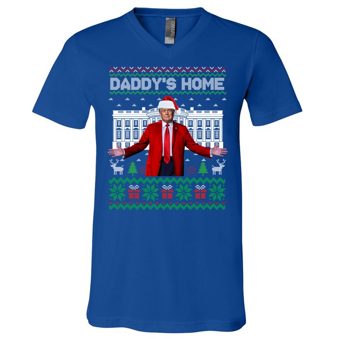 DaddyS Home Trump Ugly Funny Christmas Xmas Pajamas Gift V-Neck T-Shirt