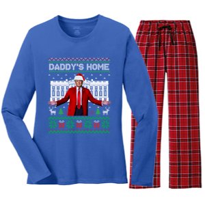 DaddyS Home Trump Ugly Funny Christmas Xmas Pajamas Gift Women's Long Sleeve Flannel Pajama Set 