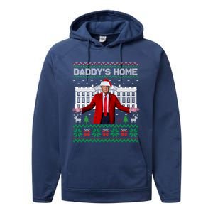 DaddyS Home Trump Ugly Funny Christmas Xmas Pajamas Gift Performance Fleece Hoodie