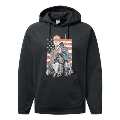 Duck Hunting Trump Camo Hello Hunting Season Us Flag Performance Fleece Hoodie